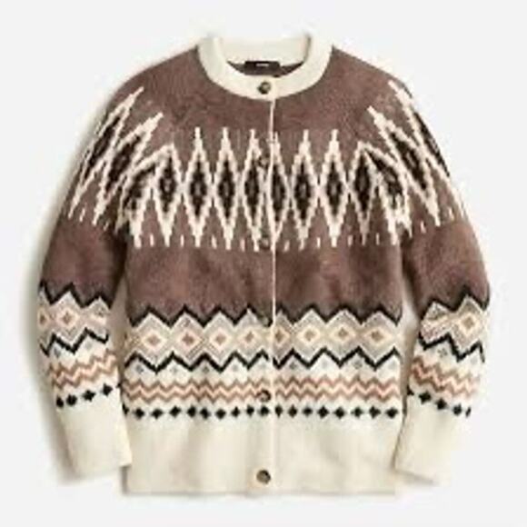 J.Crew Sweaters - J.Crew Fair Isle Cardigan Merino Wool Blend Womens Size M